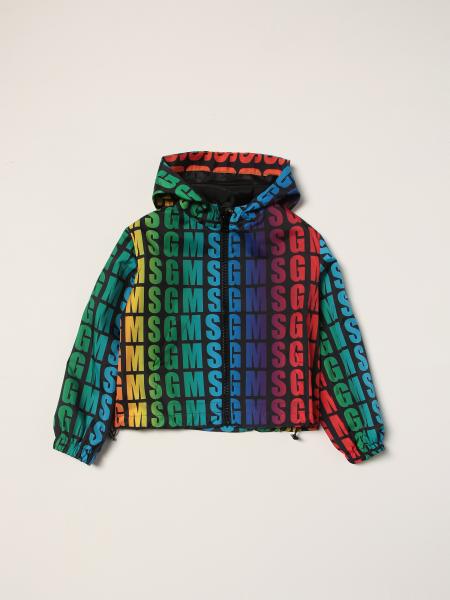 Msgm Kids zip-up jacket with multicolor logo
