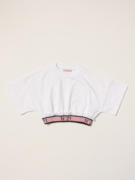 T-shirt cropped N° 21 in cotone stretch