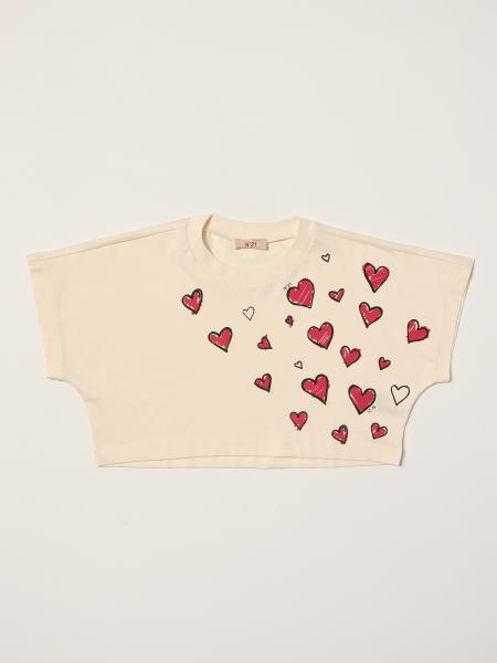 N ° 21 cropped T-shirt with heart print