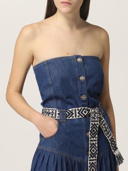 PINKO: Abito lungo in denim - Blue | Abito Pinko 1J10U0Y648 GIGLIO.COM