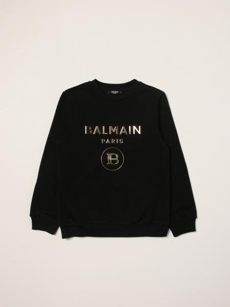 BALMAIN: sweatshirt with logo - Black | Balmain sweater 6Q4600Z001 ...
