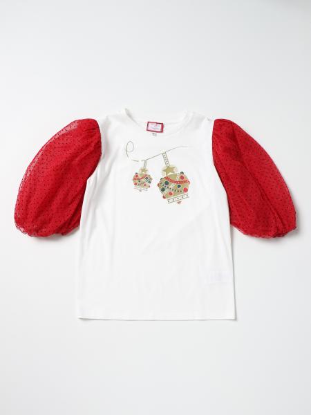 Simonetta T-shirt in cotton and plumetis tulle