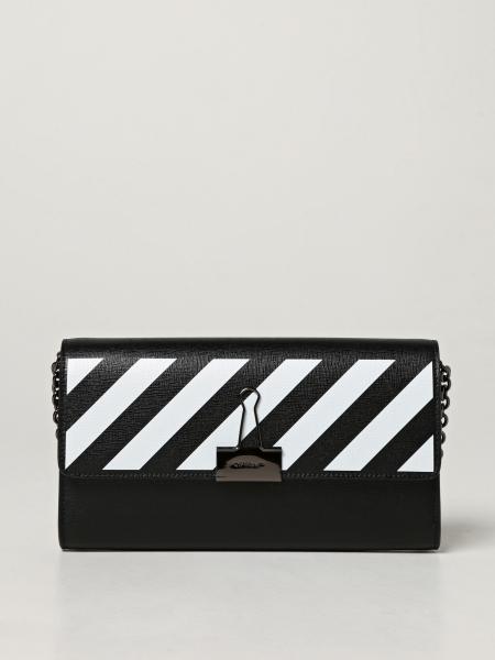 Off-White: Off-White Binder wallet on chain bag in saffiano leather