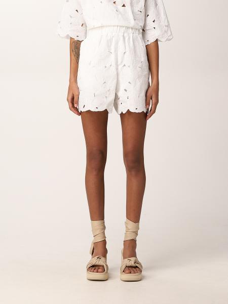 Red Valentino cotton shorts with embroidery and cut-outs