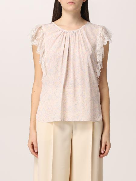 See By Chloé: See By Chloé top in viscose and lace blend