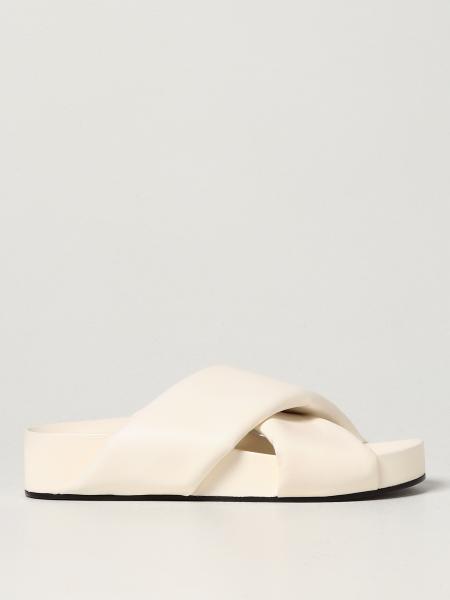 JIL SANDER: Nappa leather sandals - White | Jil Sander flat sandals ...