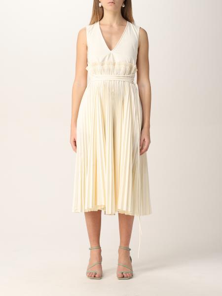 JIL SANDER: cotton blend longuette dress - White | Jil Sander dress ...