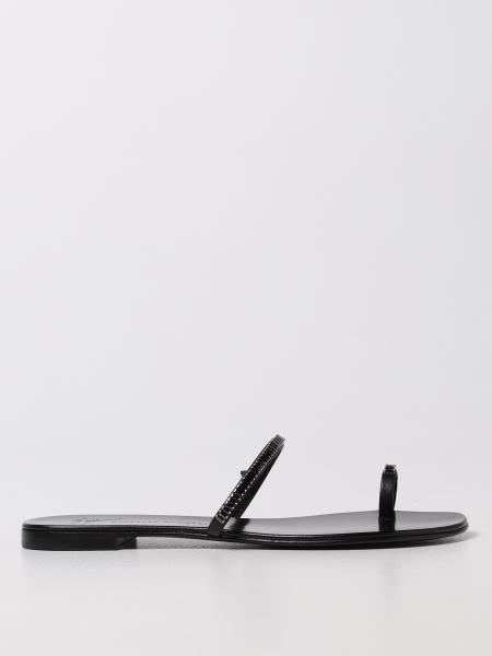 Giuseppe Zanotti laminated flat sandals with rhinestones