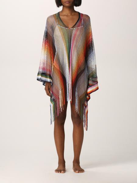 Missoni poncho in multicolor mesh knit