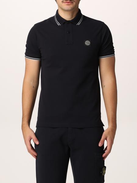 STONE ISLAND: polo shirt in stretch pique cotton - Navy | Stone Island polo  shirt 22S18 online on GIGLIO.COM