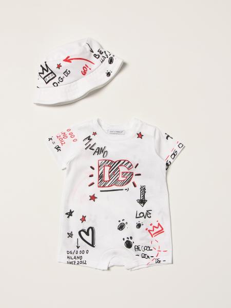 Dolce & Gabbana onesie + cap set with graffiti print