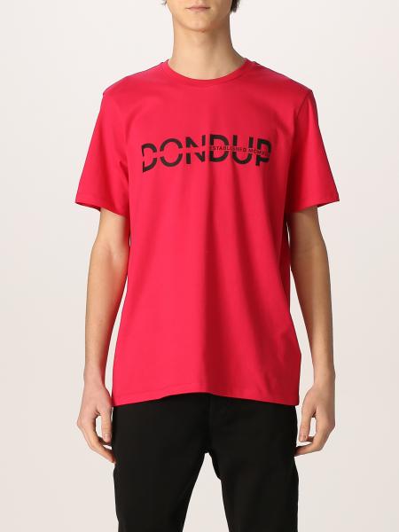 Dondup Outlet: basic cotton t-shirt with logo - Fuchsia | Dondup t ...
