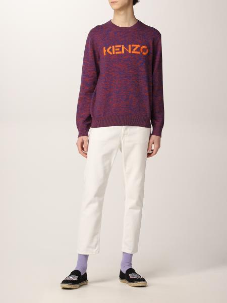 KENZO: cotton blend sweater with logo | Sweater Kenzo Men Burgundy 