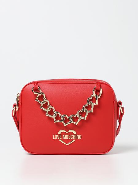 LOVE MOSCHINO: bag in synthetic leather with chain - Red | Love ...