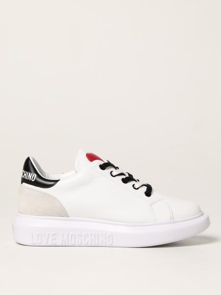 Love Moschino: Love Moschino trainers in leather with heart
