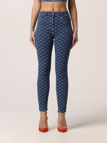 Elisabetta Franchi cropped jeans with all-over monogram logo
