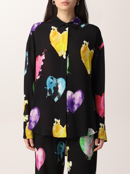 Msgm: Msgm shirt in viscose with heart print