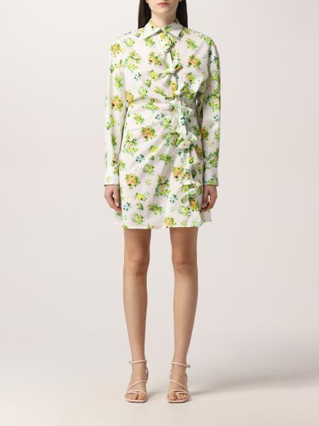 MSGM: mini dress in cotton with flower print - White | Msgm dress ...