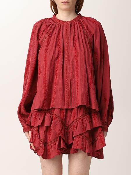 ISABEL MARANT ETOILE: Janelle blouse in cotton blend - Red 