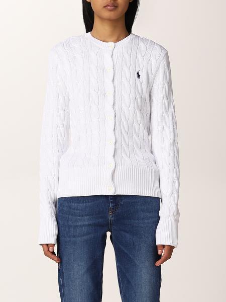 POLO RALPH LAUREN: cardigan in cotton with logo - White | Polo Ralph ...