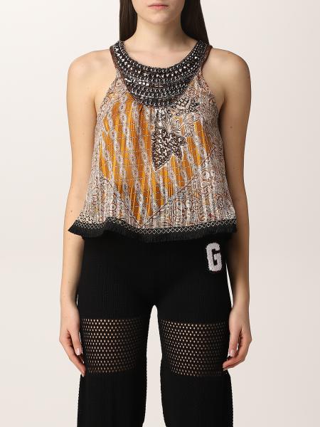 Gaëlle Paris cropped top with print and applications