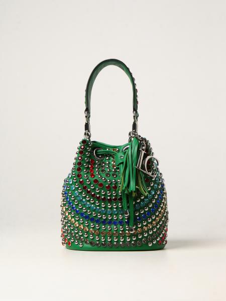 La Carrie: La Carrie bucket bag with crystals and studs