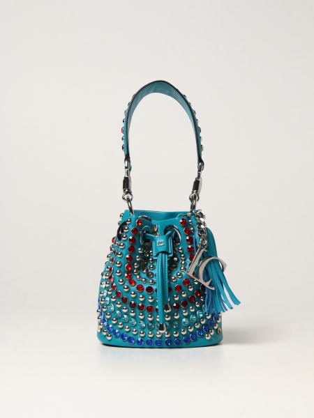 La Carrie: La Carrie bucket bag with maxi studs and crystals