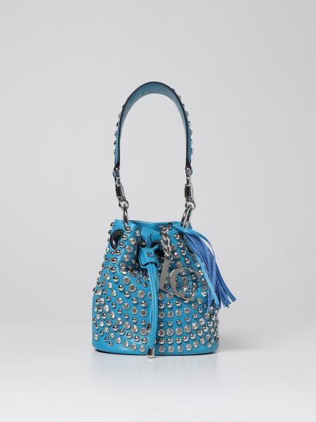 La Carrie: La Carrie bucket bag with maxi studs and crystals