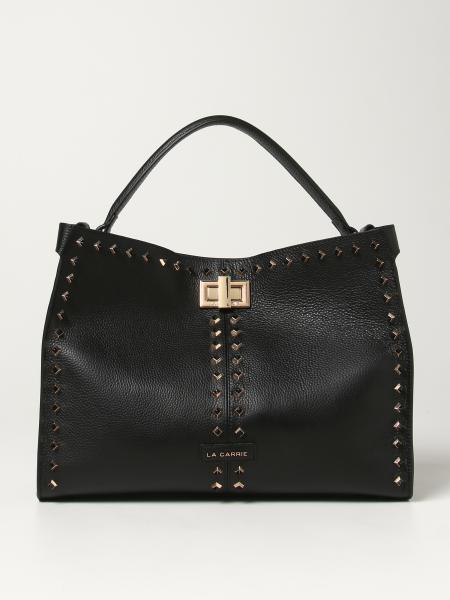 La Carrie: La Carrie bag in grained leather with studs
