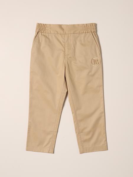 Pantalone Chino Burberry in twill di cotone con monogramma