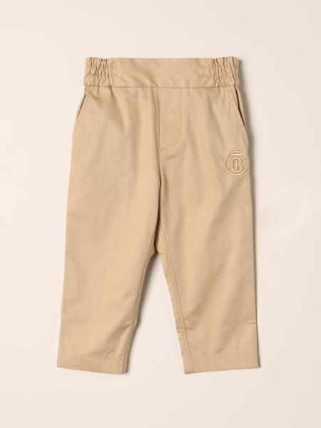 Pantalone Chino Burberry in twill di cotone con monogramma