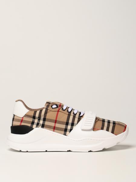 Burberry cotton sneakers with check pattern