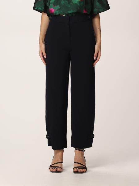 TORY BURCH: cropped pants in wool blend - Blue | Tory Burch pants 85934  online on 
