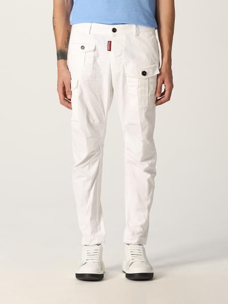 DSQUARED2: cargo pants in cotton - White | Dsquared2 pants ...