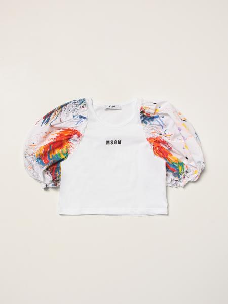 Msgm Kids T-shirt with patterned puff sleeves