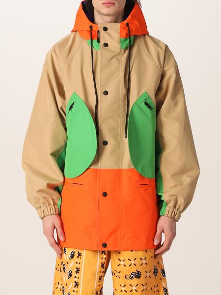 MSGM: oversized jacket with color block panels - Orange | Jacket 
