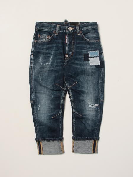 Jeans a 5 tasche Dsquared2 Junior con toppe
