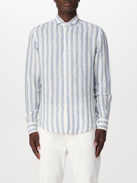 Eleventy shirt in linen with striped print