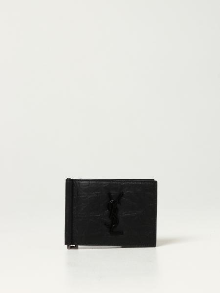 Saint Laurent crocodile-print leather cardholder with money clip