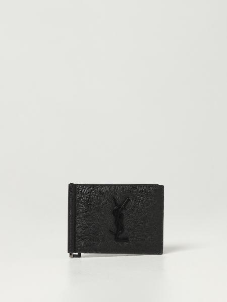 Saint Laurent grain de poudre leather cardholder with money clip
