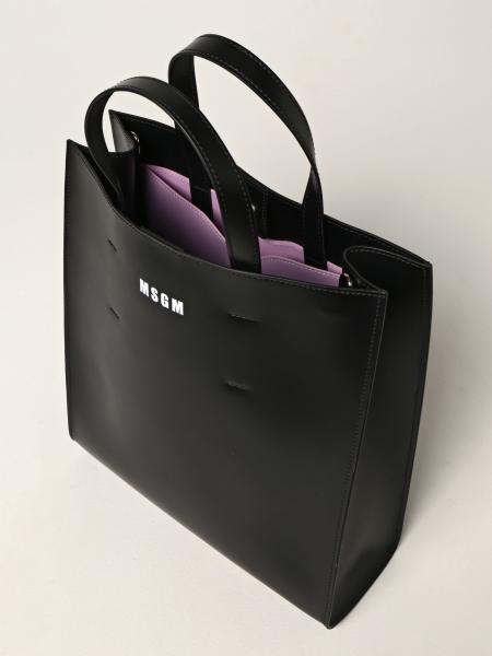 MSGM: leather bag - Black | Msgm tote bags 3241MDZ18911 online on