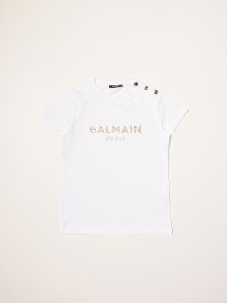 Balmain: Balmain T-shirt with laminated logo