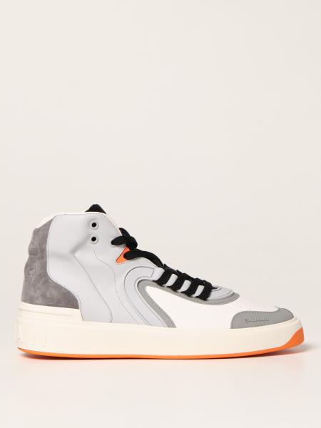 Balmain B-Skate leather and calf suede trainers