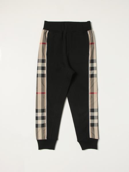 Burberry cotton jogging pants with check details