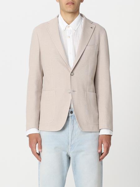 TAGLIATORE: cotton single-breasted jacket - Cream | Tagliatore blazer ...