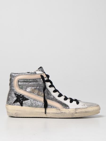 Slide Golden Goose trainers in worn suede and glitter