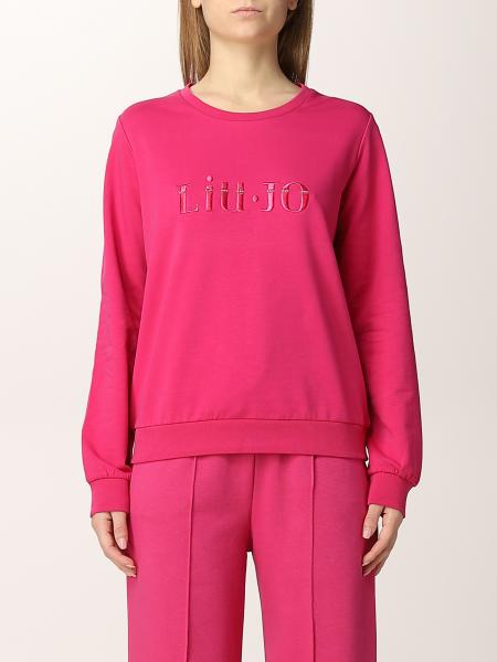 LIU JO: cotton sweatshirt with logo - Fuchsia | Liu Jo sweatshirt ...