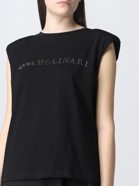 ANNA MOLINARI: t-shirt in cotton with logo - Black | Anna Molinari t ...