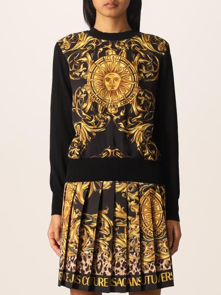 VERSACE JEANS COUTURE: sweatshirt with baroque print - Black | Versace ...