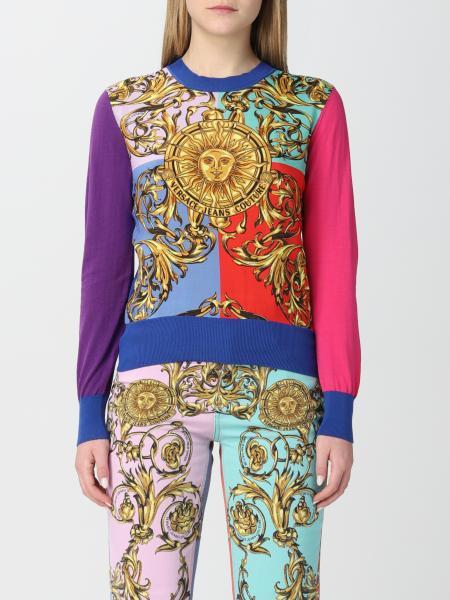 VERSACE JEANS COUTURE: sweatshirt with baroque print - Blue | Versace ...